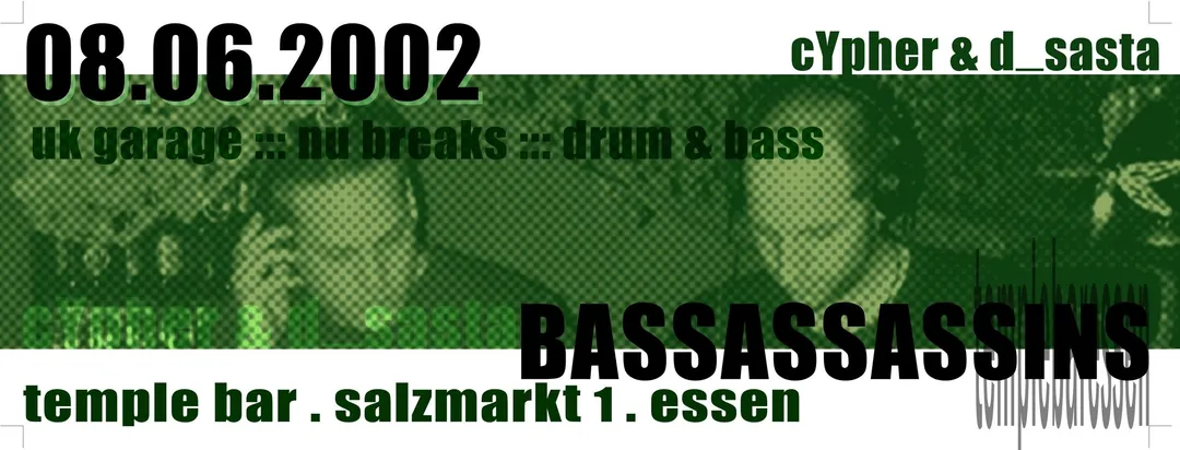 Flyer: cYpher & d_sasta, 08.06.2002, Temple Bar, Essen