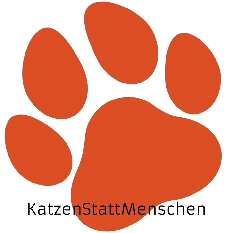 Logo von Katzenstattmenschen: eine orangefarbene Katzenpfote